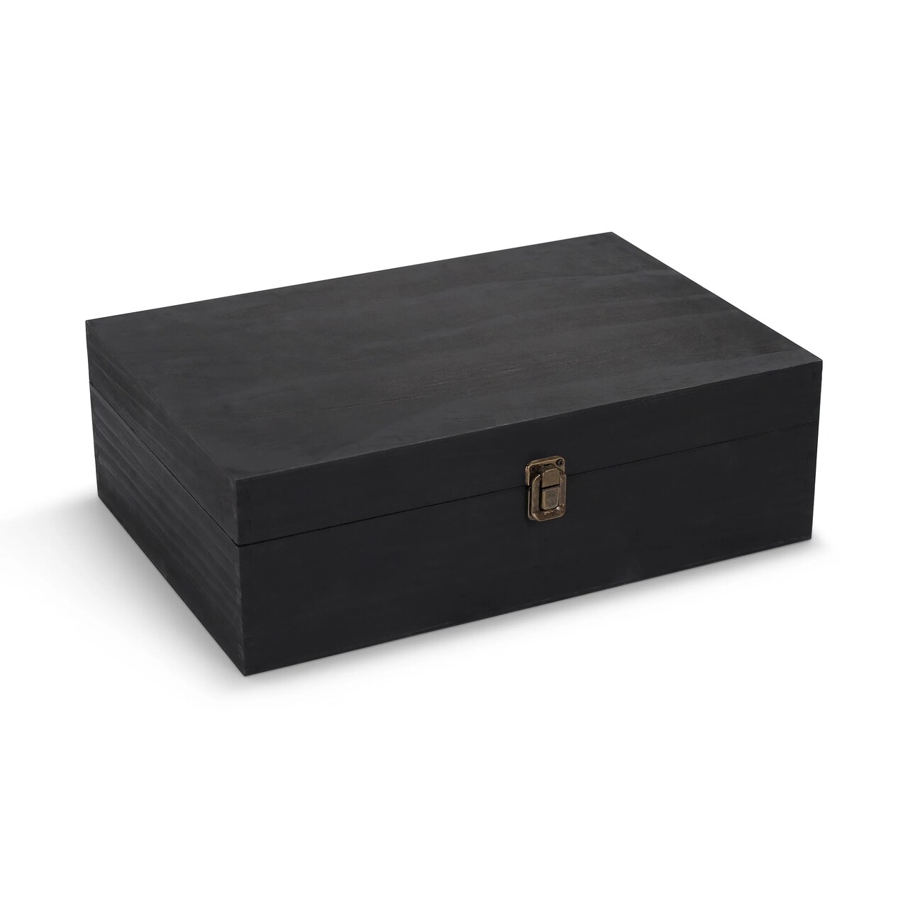 Makerflo XL Size Pine Wood Memory Box with Black Felt Inside and Hinged with Clasp of Front, Keepsake Wooden Box Ideal for Craft and Personalization (Laser Engraving, Epoxy, UV DTF, and Vinyl)
